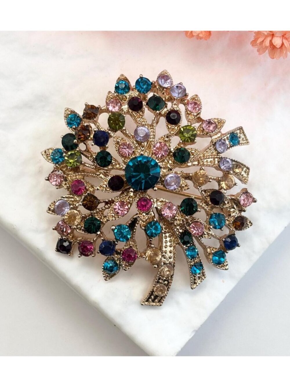 Mint Napier Designer Rainbow Gemstone Tree Vintage Costume  Brooch | Lapel Pin